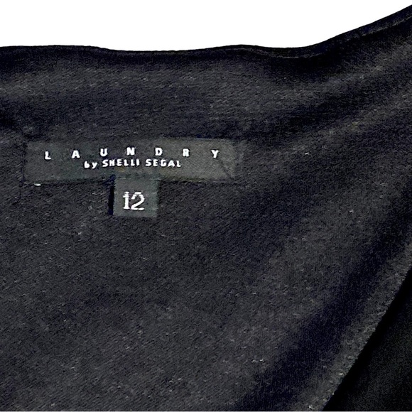 Laundry Shelli Segal Dress Womens 12 Black Jersey Shift Short Long Cape Sleeve - Picture 16 of 16